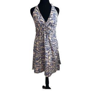 Cream And Blue Halter Sundress